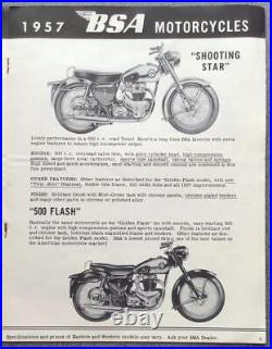 BSA Motorcycle RANGE USA Sales Brochure For 1957 ROAD ROCKET Golden Flash BANTAM