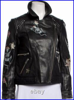 FLASH SALE Zadig Voltaire Kawai Tattoo Skeleton Floral Animal Leather Jacket