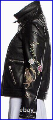 FLASH SALE Zadig Voltaire Kawai Tattoo Skeleton Floral Animal Leather Jacket