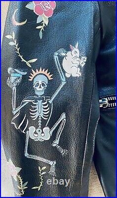 FLASH SALE Zadig Voltaire Kawai Tattoo Skeleton Floral Animal Leather Jacket