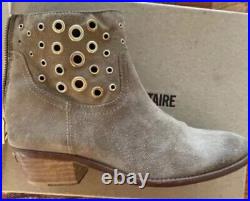 FLASH SALE Zadig Voltaire Tan Suede Gold Stud Rivet Accent Booties 38