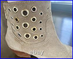 FLASH SALE Zadig Voltaire Tan Suede Gold Stud Rivet Accent Booties 38