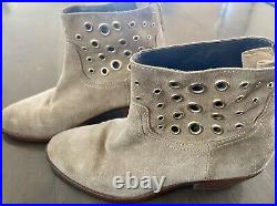 FLASH SALE Zadig Voltaire Tan Suede Gold Stud Rivet Accent Booties 38