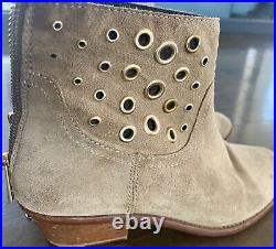 FLASH SALE Zadig Voltaire Tan Suede Gold Stud Rivet Accent Booties 38