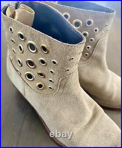 FLASH SALE Zadig Voltaire Tan Suede Gold Stud Rivet Accent Booties 38